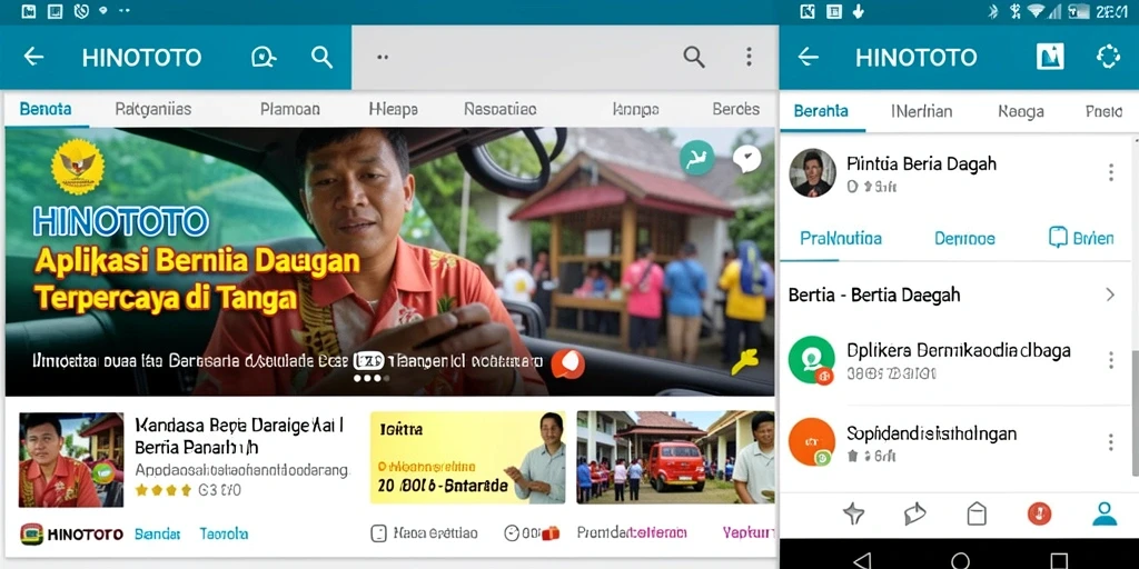 Antarmuka HINOTOTO yang menampilkan berita daerah terbaru.