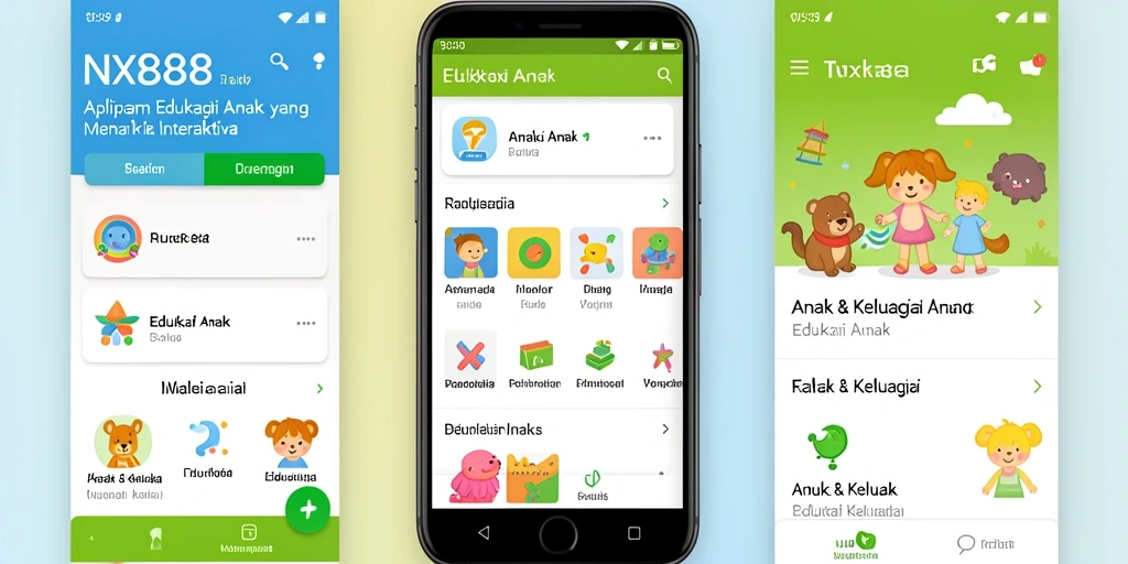 Tampilan antarmuka aplikasi Edukasi Anak NX888 yang interaktif dan menarik.