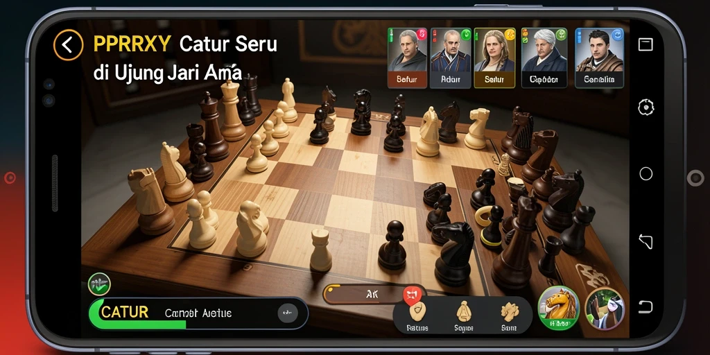 Tampilan antarmuka permainan Catur yang menawan dan fungsional.