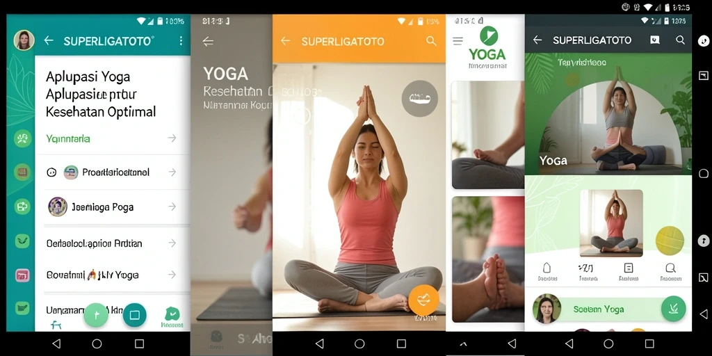Tampilan antarmuka aplikasi SUPERLIGATOTO dengan fitur yoga yang lengkap.