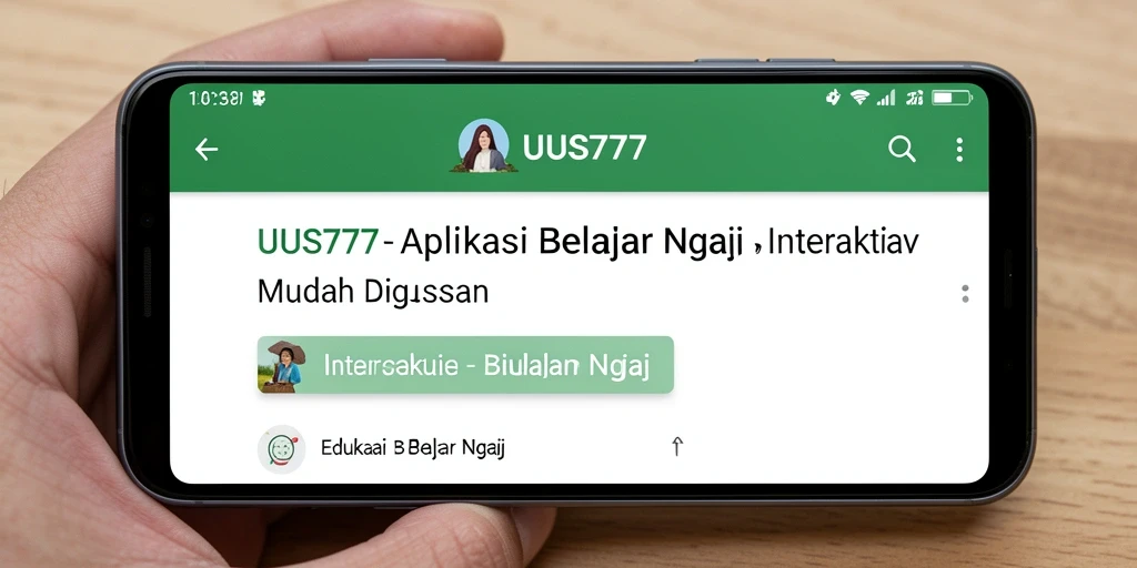 Tampilan antarmuka UUS777 yang intuitif untuk belajar ngaji.